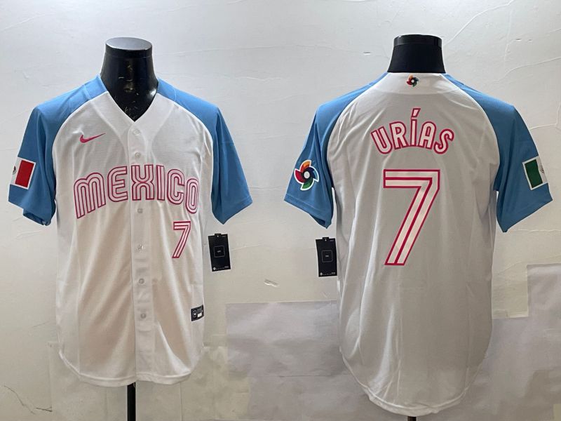 Men 2025 World Cub Mexico #7 Urias White Nike MLB Jersey style 3